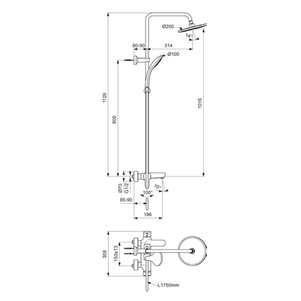 Душевая система Ideal Standard IdealRain Cerafine BC525AA хром фото