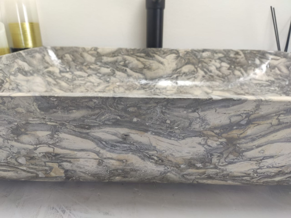 Накладная раковина из мрамора Square Doreng Grey Big прямоуг MS-000247 (60*40*14см) фото
