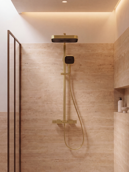 Душевая система с термостатом AltroBagno Эгоиста (Egoista) ALTROBAGNOEgoista030438BG матовое золото фото
