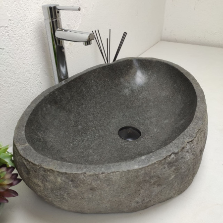 Накладная раковина из речного камня RS01238 (63*42*15) фото