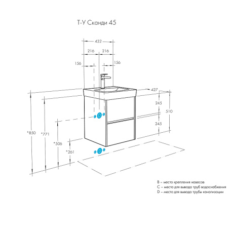 Тумба под раковину Акватон Сканди 45 1A251601SD010 белая фото