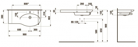 Раковина Laufen Palace 8.1670.1.000.104.1 L 90 см фото