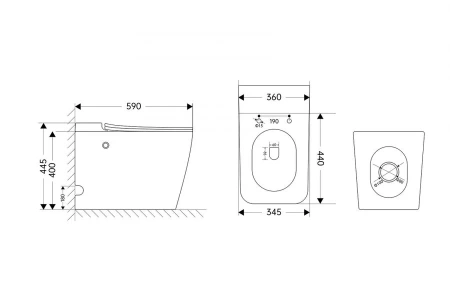 Унитаз приставной с импульсным смывом Abber Rechteck AC1213P с сиденьем микролифт фото