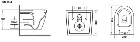 Унитаз подвесной Grossman GR-4411Black S черный глянец фото