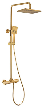 Душевая система с термостатом Kaiser Cube 01382-3 шлифованное золото фото