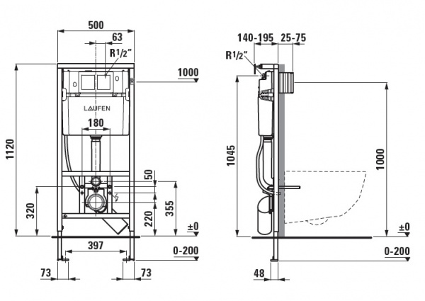 Инсталляция для подвесного унитаза Laufen Lis 8.9466.1.000.000.1 фото