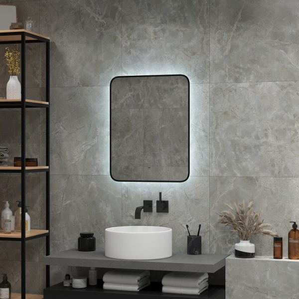 Зеркало с подсветкой Art&Max Siena AM-Sie-600-700-DS-F 60x70 черное фото