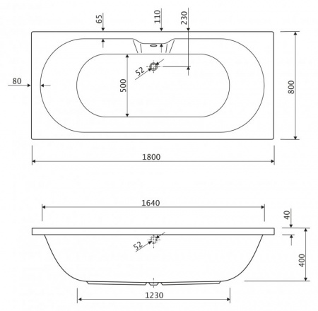 Акриловая ванна Cezares Calisto CALISTO-180-80-49 180x80 фото