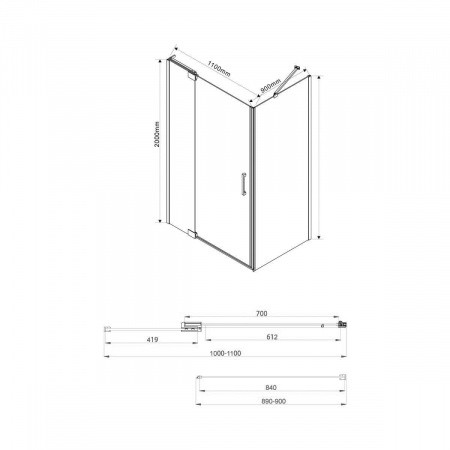 Душевой уголок Vincea Extra VSR-1E101190CL 100/110x90 фото