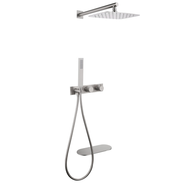 Душевая система скрытого монтажа с термостатом и изливом Abber Rund AF8750SP сатин фото