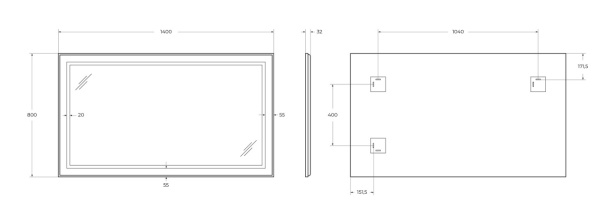 Зеркало с подсветкой и сенсорным выключателем BelBagno SPC-KRAFT-1400-800-SENS-NERO 140x80 черное фото