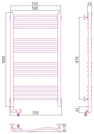 Электрический полотенцесушитель Сунержа Флюид 2.0 00-5221-1050 100х50 правый фото