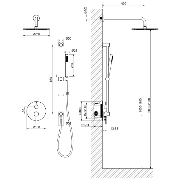Душевая система скрытого монтажа Timo Saona SX-2309/00SM хром фото