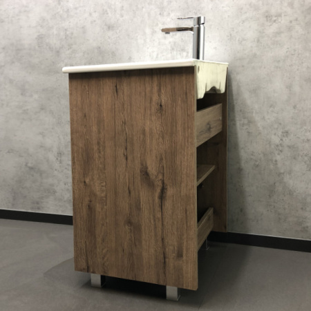 Тумба Comforty Марио-60 дуб темный с раковиной Quadro 60 фото