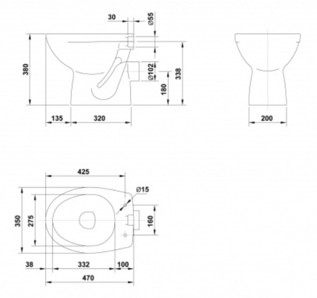 Унитаз приставной Gala Elia 18170(71891) фото