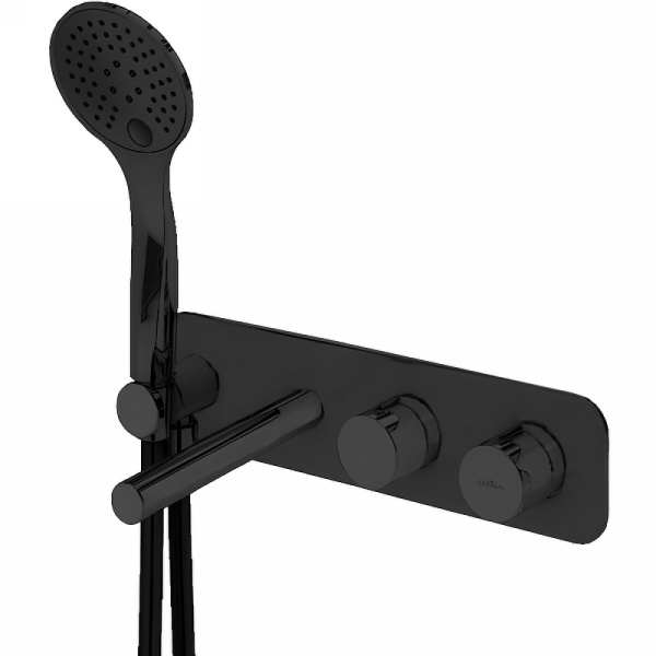 Смеситель для ванны с душем с термостатом Cezares Czr CZR-B-VDM1-T-NOP черный матовый фото