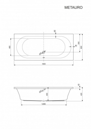 Акриловая ванна Cezares Metauro METAURO-180-80-42 180x80 фото