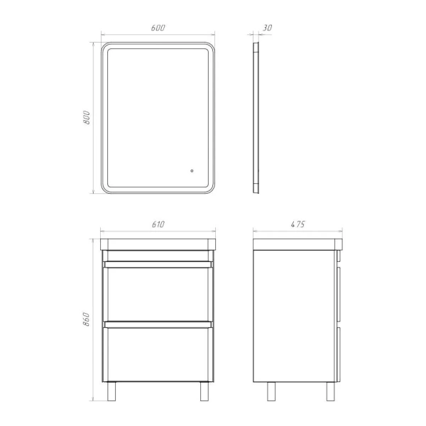 Напольная тумба-умывальник Comforty Валдай-60Н с раковиной 4460 00-00020673 фото