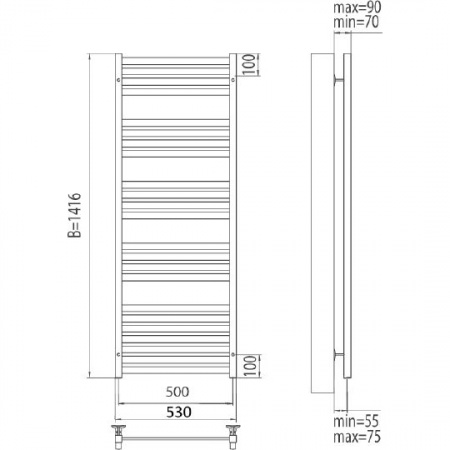 Полотенцесушитель электрический Terminus Тоскана П23 4660059921242 500х1416 фото