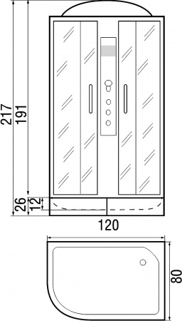 Душевая кабина River Temza 120/80/26 ТН L фото