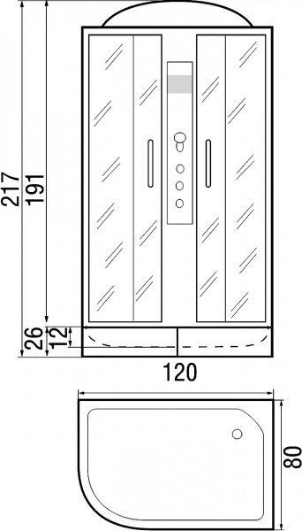 Душевая кабина River Temza 120/80/26 ТН R фото