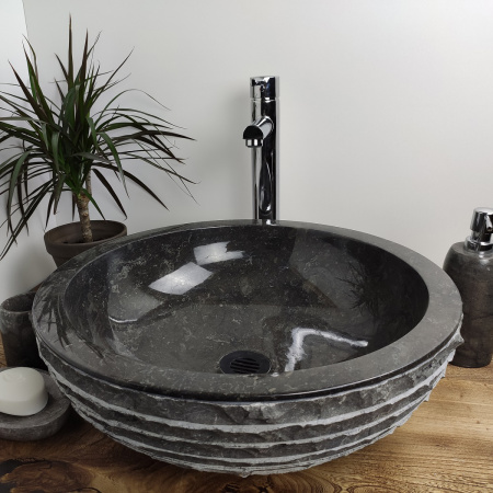 Раковина из мрамора Indo Bowl Marmo Black Medium BM-00032 фото