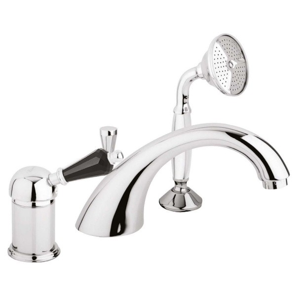 Смеситель на борт ванны Cezares Vintage VINTAGE-BVDM-01-Sw-N хром/swarovski Nero фото