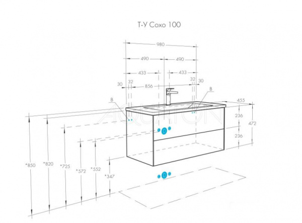 Тумба с раковиной Акватон Сохо 100 1A258201AJA00 фото