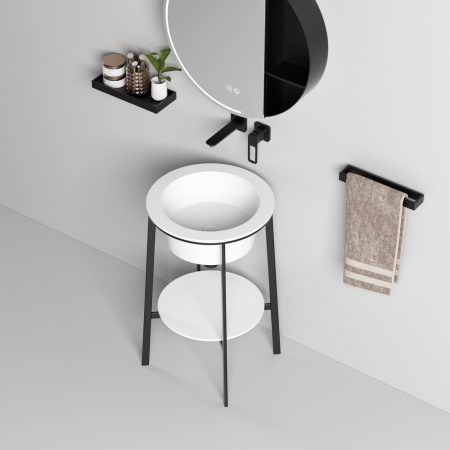 Консоль с керамической раковиной Abber Bequem AC2130MW белая матовая фото