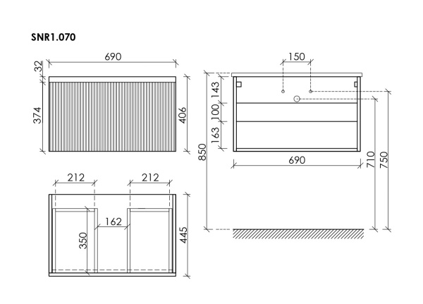 Тумба под раковину Sancos Snob R 1.0 SNR1.070W Bianco фото