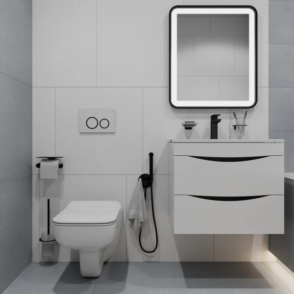 Клавиша смыва Iddis Unifix UNI03WBi77 белая/черная фото