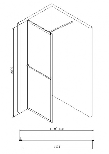 Душевая перегородка Abber Immer Offen AG60120B 120 см фото