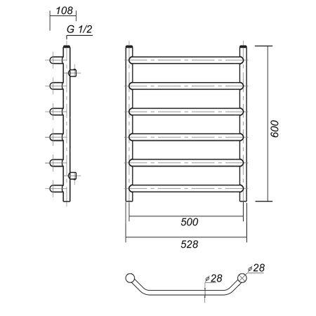 Полотенцесушитель водяной Domoterm Лаура Плюс Лаура Плюс П6 500x600 АБР фото
