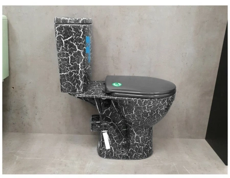 Унитаз-компакт напольный Rosa Рио 463288 черный кракелюр, с сиденьем фото