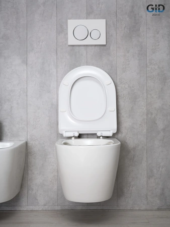 Подвесной унитаз безободковый Gid Tr2122b с сиденьем фото