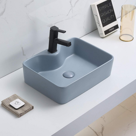 Накладная раковина CeramaLux NC 7291MHL-4 голубая фото