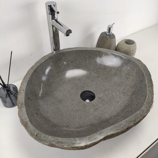 Накладная раковина из речного камня RS0970 (54*47*16) фото