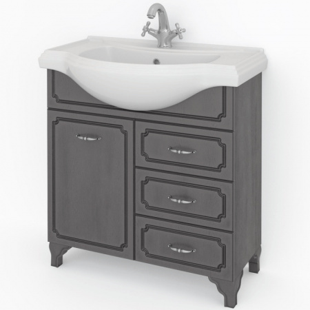 Тумба под раковину Kaksa Патина 004484 80 см серый с черным фото