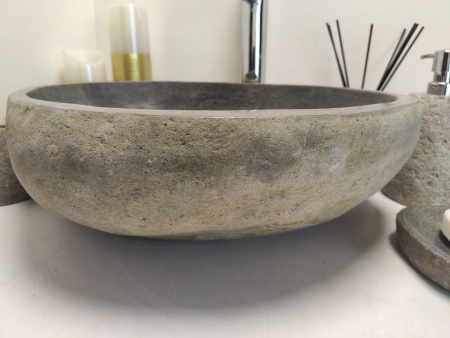 Накладная раковина из речного камня RSM0608 (48*41*15) фото