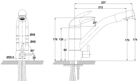 Смеситель для кухни кухни с фильтром для воды Kaiser Safira 15066-5 серебро фото
