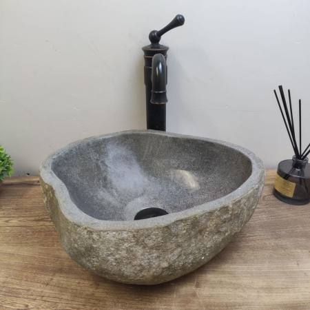 Накладная раковина из речного камня RS01146 (39*34*15) фото