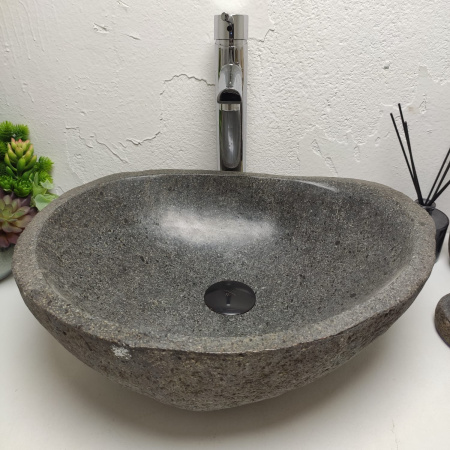 Накладная раковина из речного камня RS01299 (47*37*17) фото