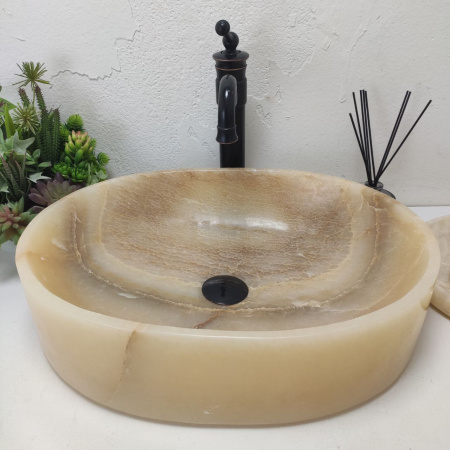 Накладная раковина из оникса Oval Yellow OY-01587 (53*38*15) фото