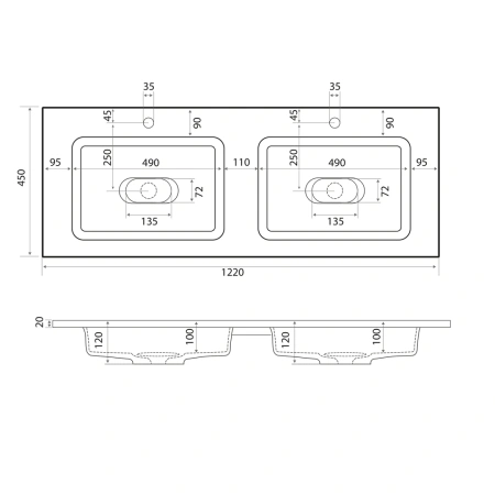 Двойная раковина Uperwood Modul 120 2911020342 фото