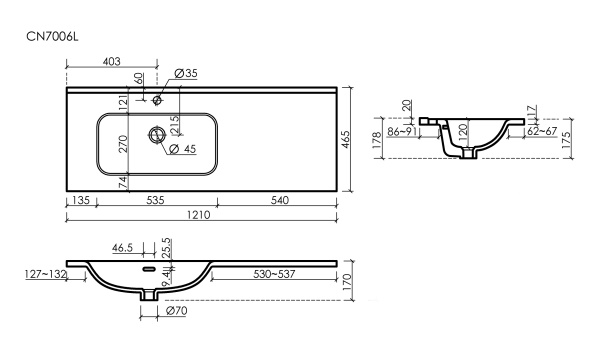 Раковина Ceramica Nova Element CN7006L 121x46 фото