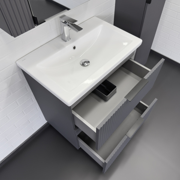 Тумба с раковиной Comforty Лима 70Н2 00-00019179 антрацит фото