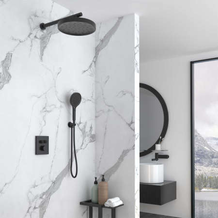 Душевая система скрытого монтажа с термостатом Vincea Inspire VSFW-3I21MT2MB черная матовая фото