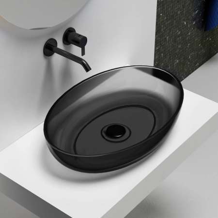 Накладная раковина Abber Kristall AT2801Onyx 60x40 черная фото