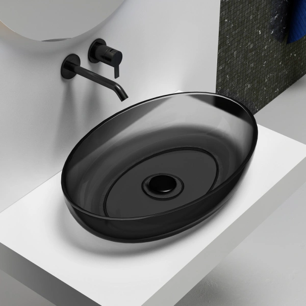 Накладная раковина Abber Kristall AT2801Onyx 60x40 черная фото