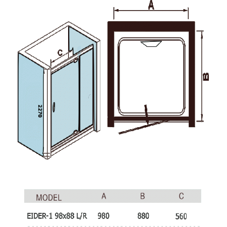Душевая кабина Weltwasser WW1000 Eider 98x88 L/R фото